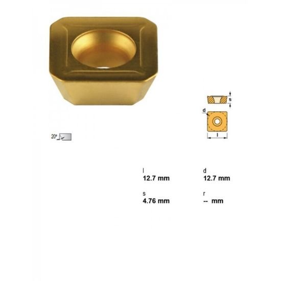 Picture of Canela Tool SEHT 43AFineTIN25 Milling Insert Square TiN + TiC + TiN
